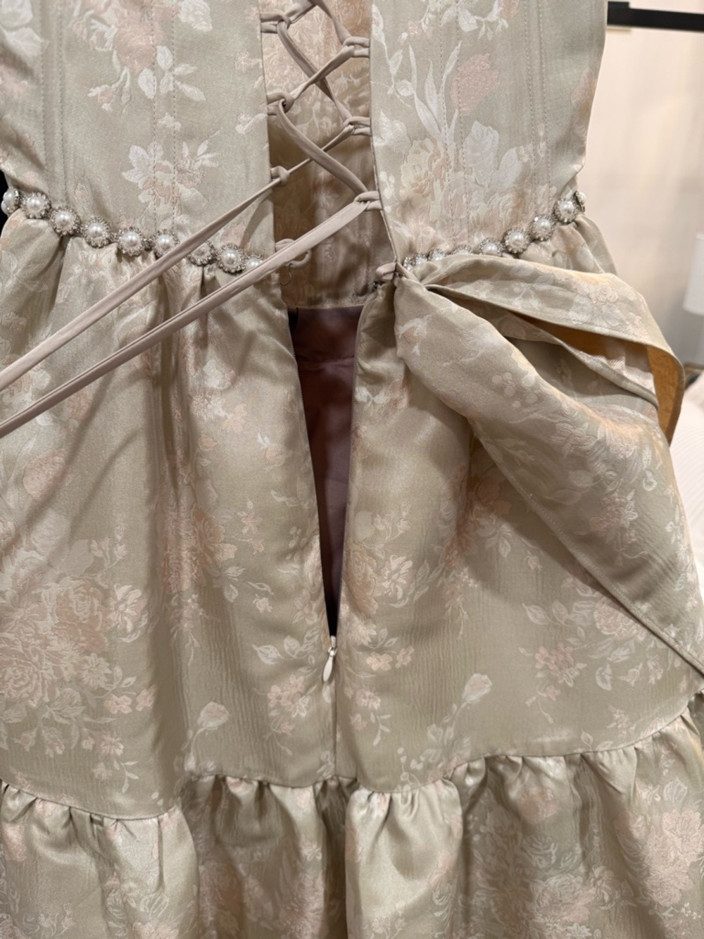 V. CHAPMAN| THE VIVIAN DRESS IN TAUPE WINDSOR BROCADE - Picture 11 of 12